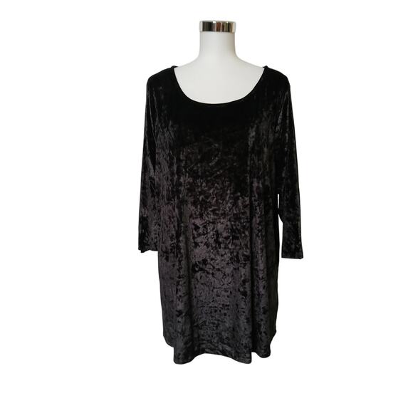Cynthia Rowley Velvet Top Blouse Tee Black 2X Whimsy Goth y2k plus - Picture 1 of 10